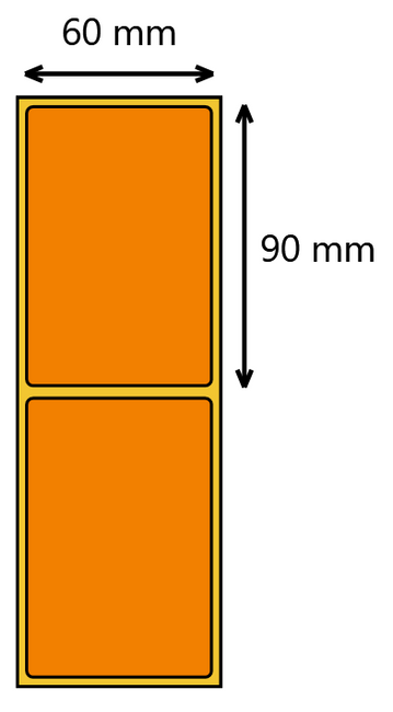 Etykieta termiczna 60x90 pomarańczowa / 500 szt / 40