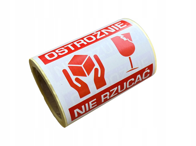 Etykiety 80x70 100 szt - ostrożnie - nie rzucać - fragile