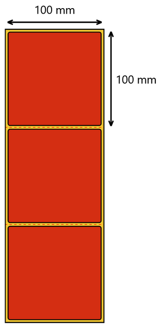 Etykieta termiczna 100x100 czerwona perforacja / 500 / 40