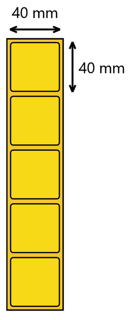 Etykieta termiczna 40x40 żółta / 1000 szt / 40