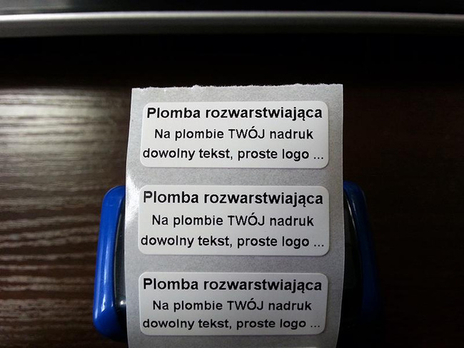 Plomby gwarancyjne stickery 30x15 rzw 250szt twój nadruk !