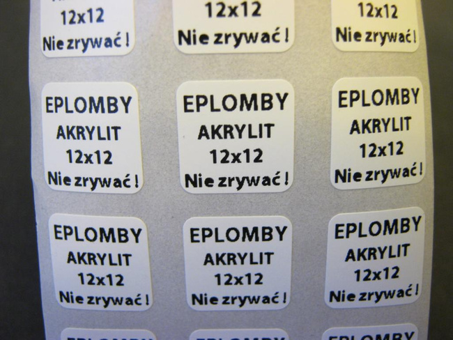 Plomby gwarancyjne 12x12 akrylit kruszące 250szt twój nadruk !