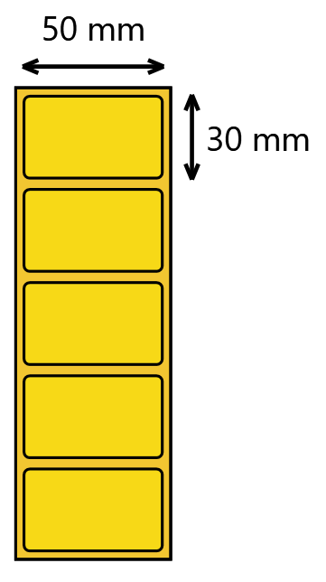 Etykieta termiczna 50x30 żółta / 2000 szt / 40