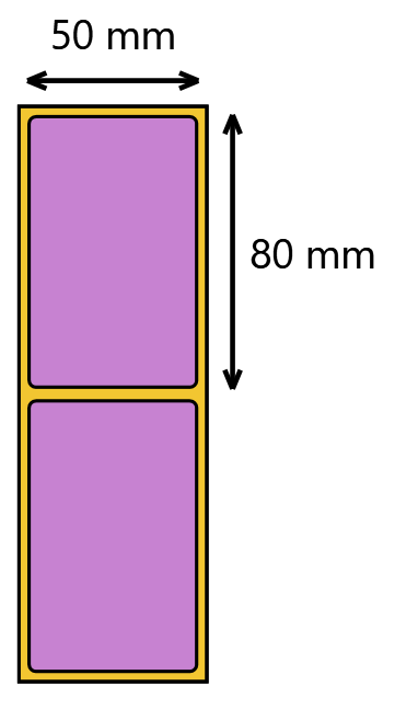 Etykieta termiczna 50x80 fioletowa / 500 szt / 40