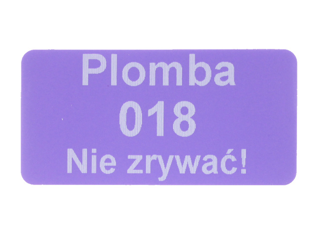 Plomby serwisowe stickery 40x20 purpurowy 250szt twój nadruk !