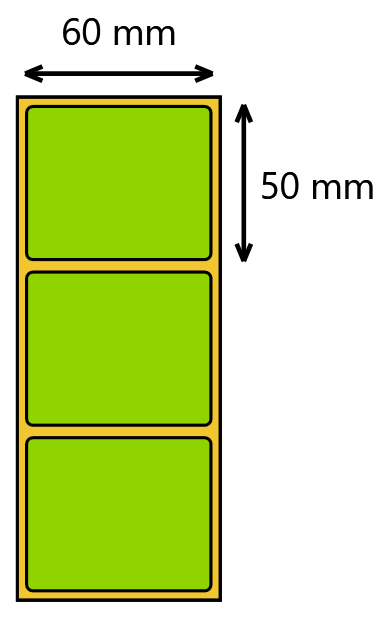 Etykieta termiczna zielona - 60x50 / 1000 szt. / 40