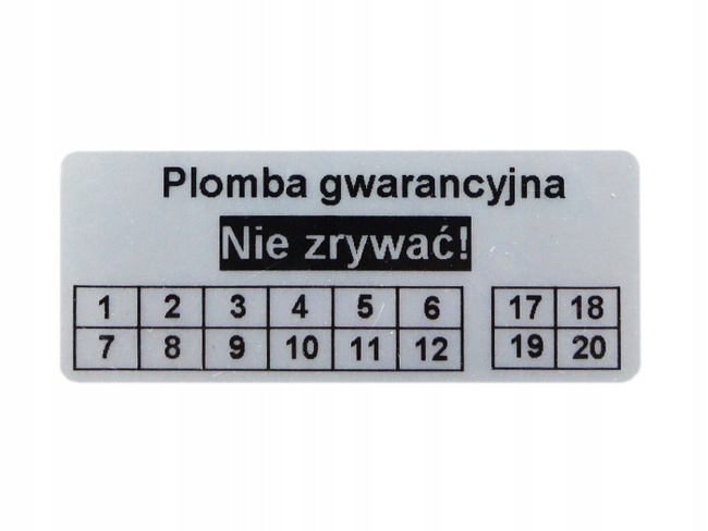 Plomby gwarancyjne sticker 40x20 void mat 1000 szt twój nadruk !