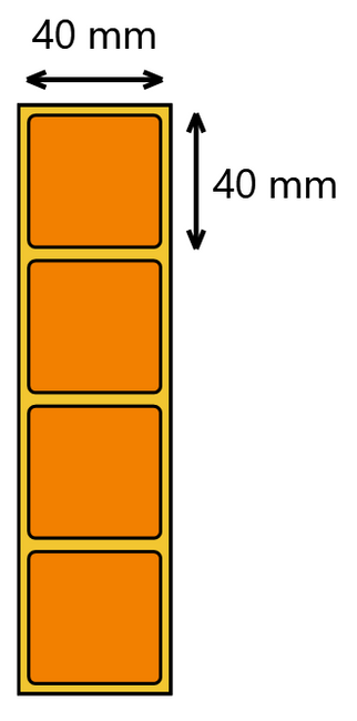 Etykieta termiczna 40x40 pomarańczowa / 1000 szt / 40