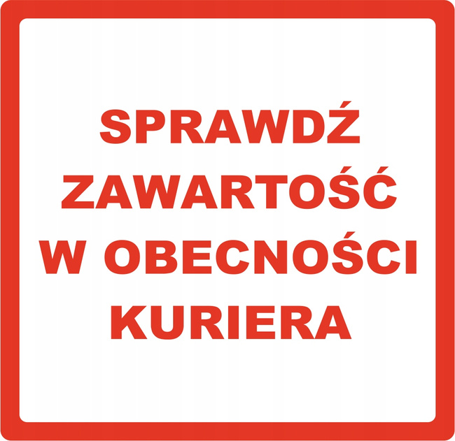 Etykieta ostrzegawcza 85x85 sprawdź zawartość /500 szt