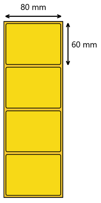 Etykieta termiczna 80x60 żółta /  1000 szt / 40