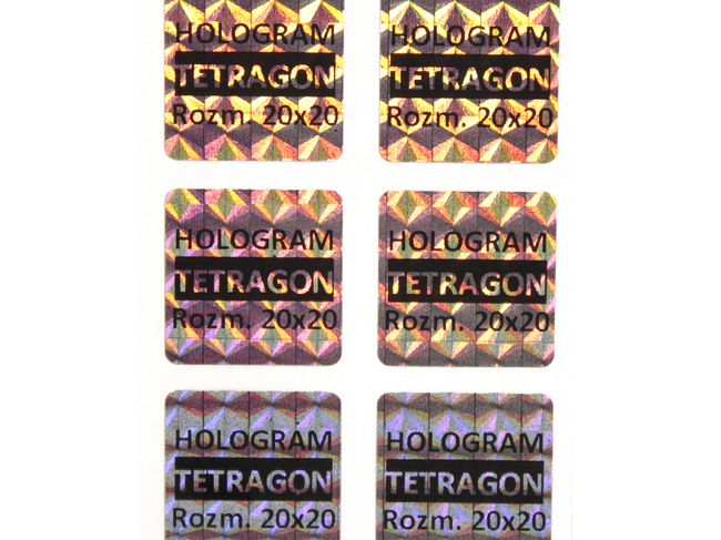 20x20mm hologram tetragon 500szt twój nadruk