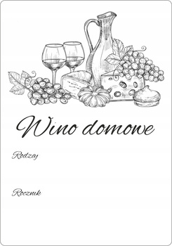 Etykieta termotransferowa 70x100 mat - wino domowe / 100 szt / 1" - (b.17)
