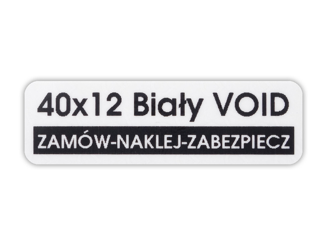 Plomby gwar stickery void biały 40x12 1000szt twój nadruk !