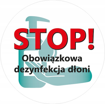 Naklejka foliowa fi200 dezynfekcja dłoni