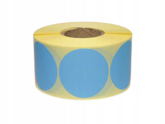 Etykieta termiczna fi70 niebieska  / 1000 szt / 40