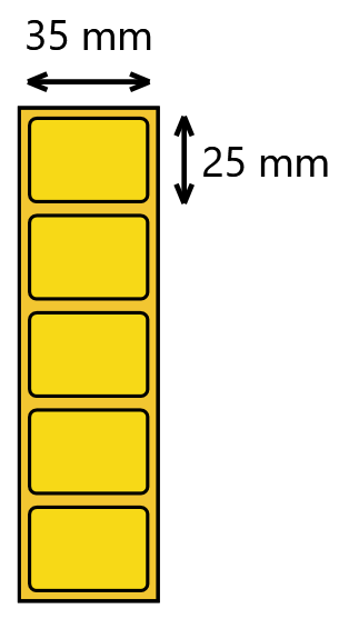 Etykieta termiczna 35x25 żółta / 2000 szt / 40