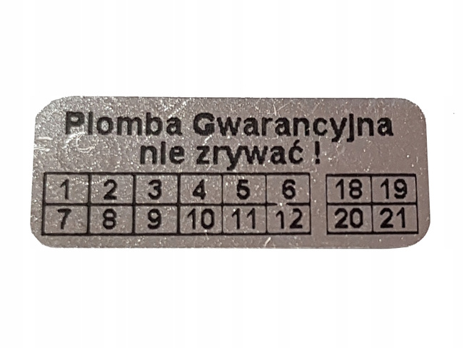 Plomby gwarancyjne stickery 20x8 void 3m 500szt twój nadruk !