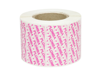 Etykieta foliowa transparentna 50x25 nadruk plomba  / 1000 szt / 40