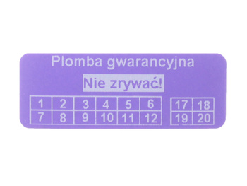 Plomby serwisowe stickery 30x11 purpurowy 1000szt twój nadruk !