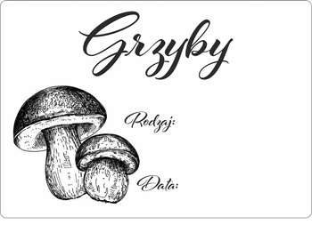 Etykieta termotransferowa 70x100 mat - grzyby /  100 szt / 1" - (b.12)