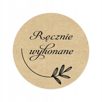 Fi30 etykieta kraft - nadruk " ręcznie robione "  / 100 szt / 40