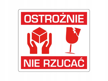 Etykiety 80x70 100 szt - ostrożnie - nie rzucać - fragile