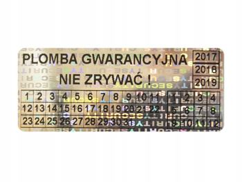 Plomby gwarancyjne stickery 50x20 hologram 500szt twój nadruk !