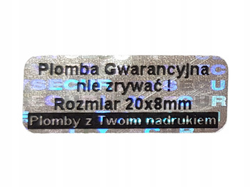 Plomby gwarancyjne stickery 20x8 hologram 250szt twój nadruk !