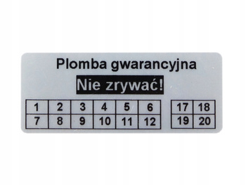 Plomby gwarancyjne stickery 40x20 void mat 500 szt twój nadruk !