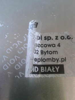 Plomby gwar stickery void biały 60x10 1000szt !! twój nadruk !