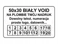 Plomby gwar stickery void biały 50x30 250 szt twój nadruk !