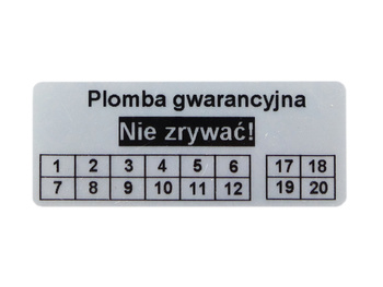 Plomby gwarancyjne sticker 45x18 void mat 1000 szt twój nadruk !