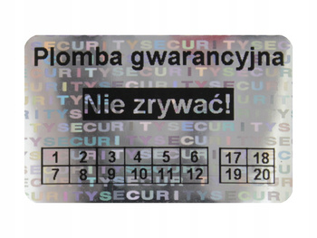 Plomby gwarancyjne stickery 32x20 hologram 250szt twój nadruk !