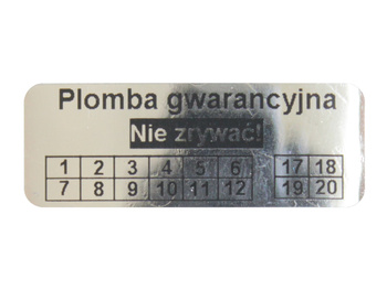 Plomby gwarancyjne stickery 30x11 void lustrzany 500szt 3m! twój nadruk !